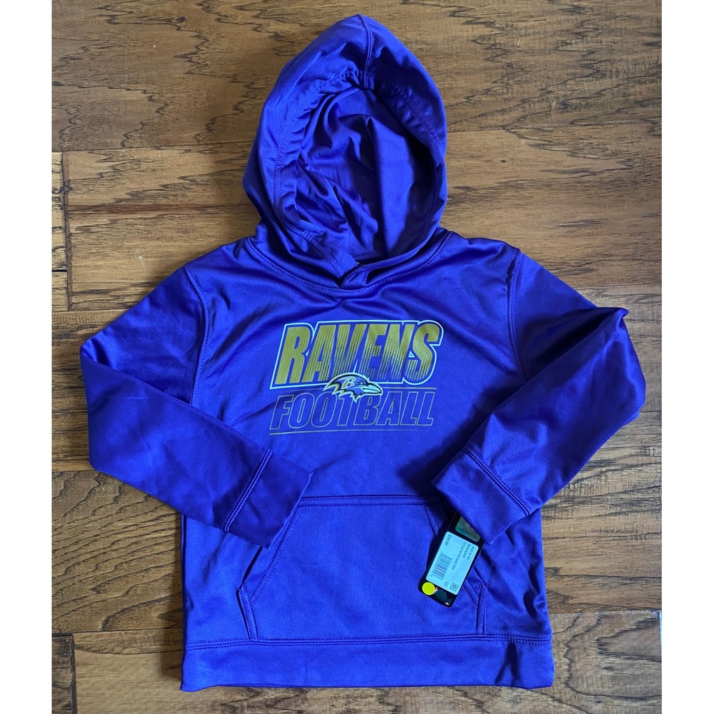 NFL Team Apparel Baltimore Ravens Purple Youth Hoodie‎ Sweatshirt Size M 5/6 NEW